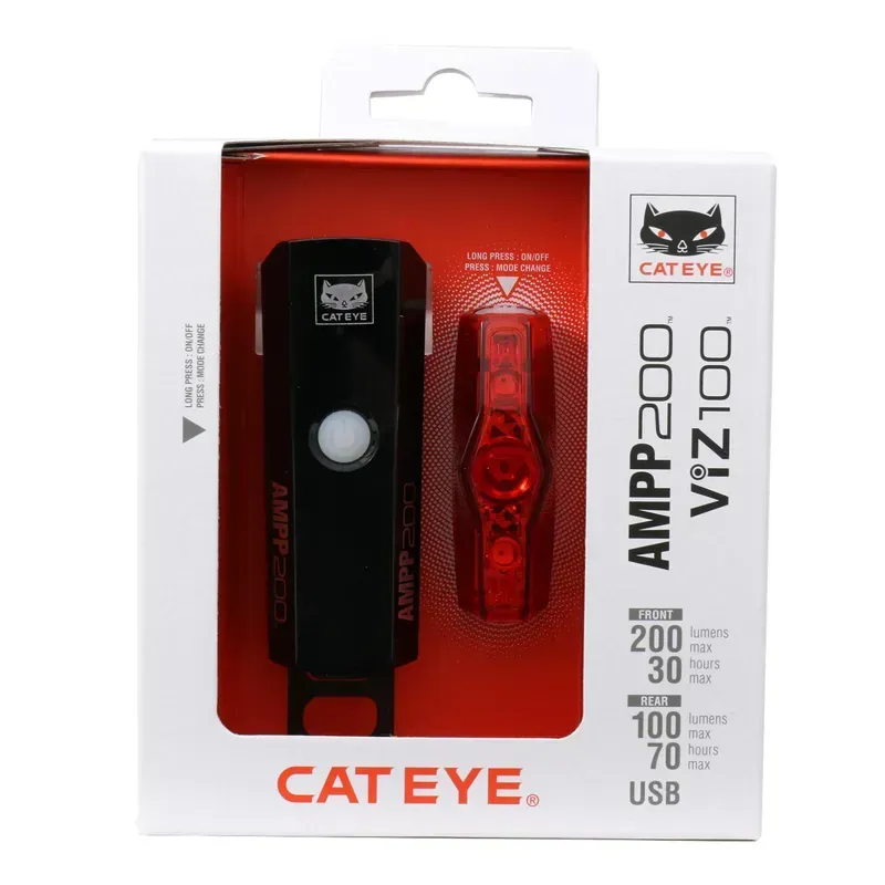 Cateye AMPP 200 II/Viz100 II Bike Light Set in Black