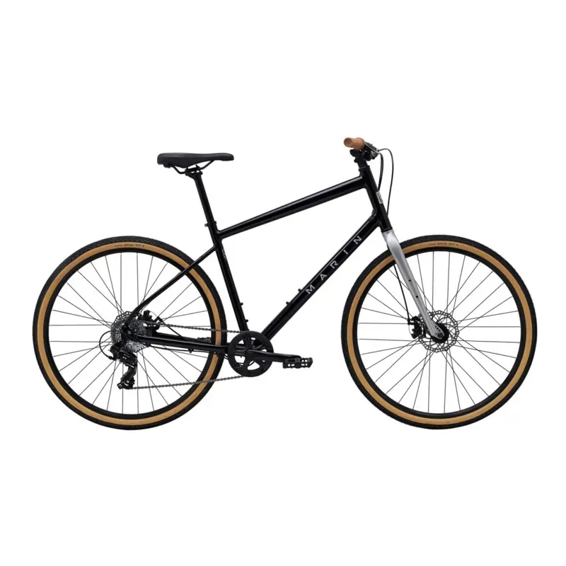 Marin Kentfield 1 Hybrid Bike in Gloss Black/Chrome