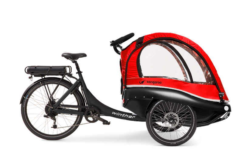 Winther Kangaroo Luxe with Red Canopy Shimano EP6 Mid Motor