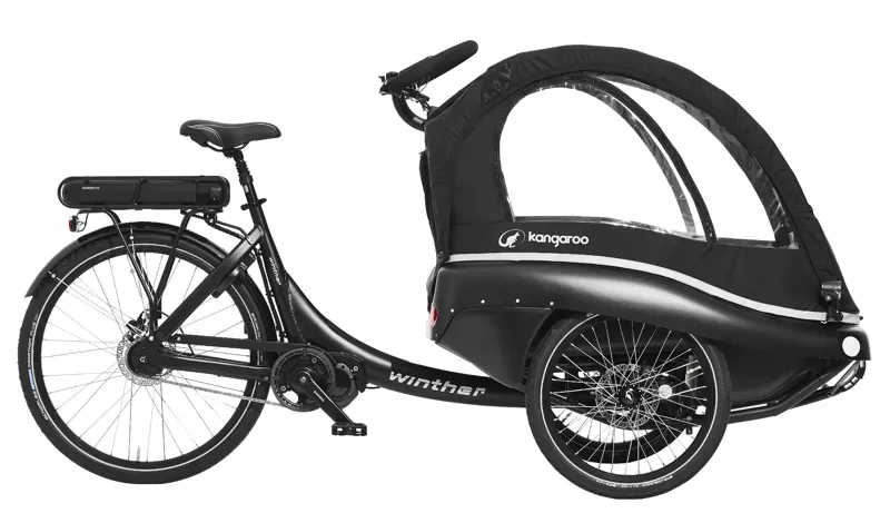 Winther Kangaroo Luxe Bafang Mid Motor e-cargo Trike in Black 