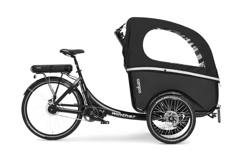Winther Cargoo Black Frame Black Canopy Mid Motor
