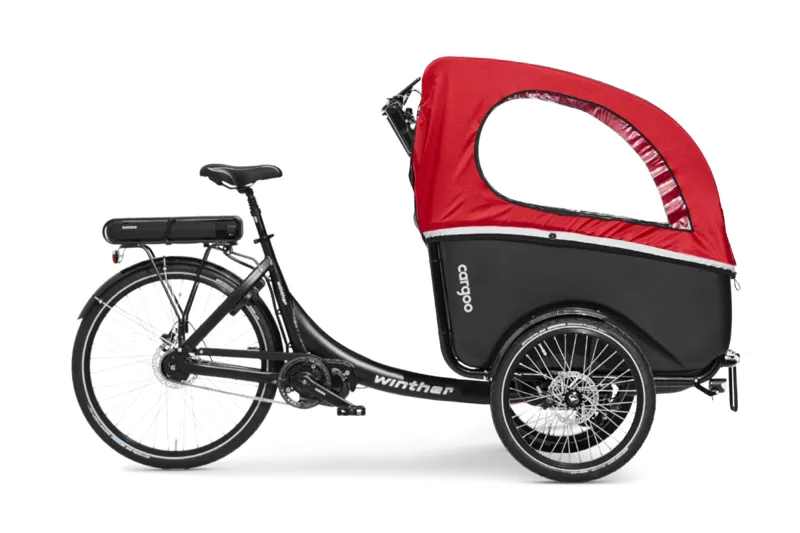 Winther Cargoo Black Frame Red Canopy Mid Motor